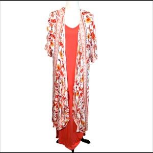 Turquoise Haven Colorful Print Kimono, NWT
